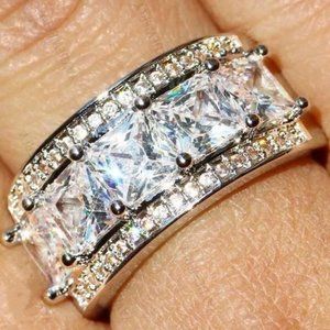 NEW 8.7 CT 925 Sterling Silver Engagement Ring, cute Ring, shiny Ring.
